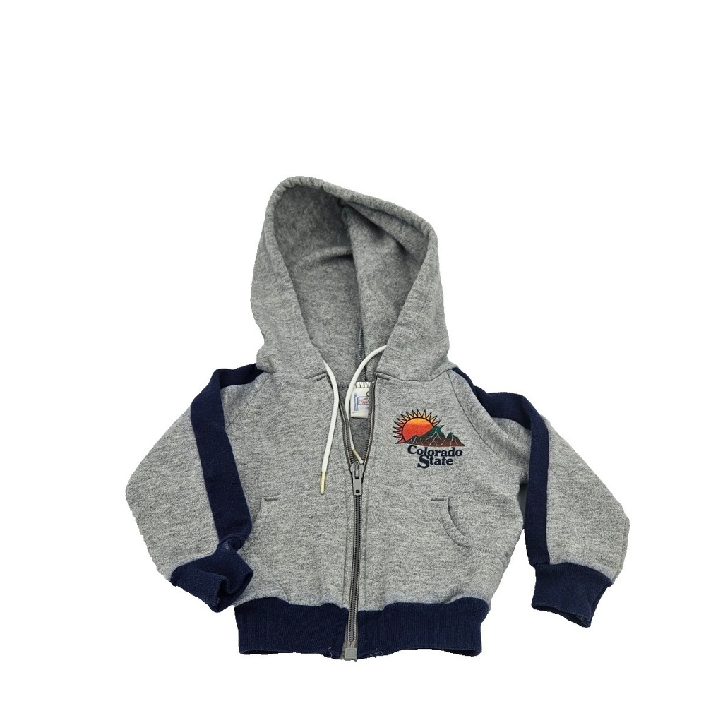 Vintage Toddler Hoodie Colorado State Zip Up Gray Blue USA‎  Retro